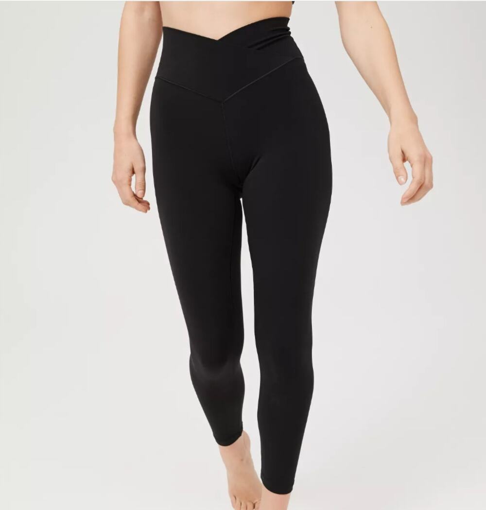 OFFLINE By Aerie Real Me Crossover 7/8 Leggings Black Size M Short 23"